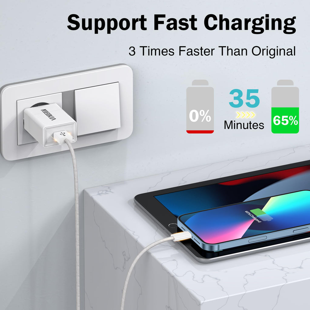 NIBIKIA iPhone Charger Cable 2Pack 2M [Apple MFi] USB to Lightning Cable