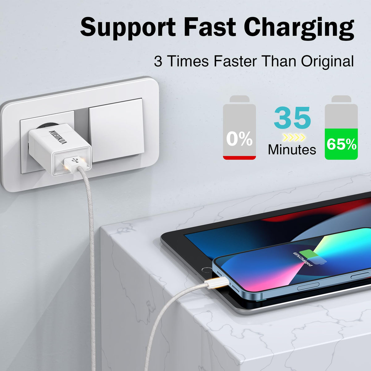 NIBIKIA iPhone Charger Cable 2Pack 2M [Apple MFi] USB to Lightning Cable
