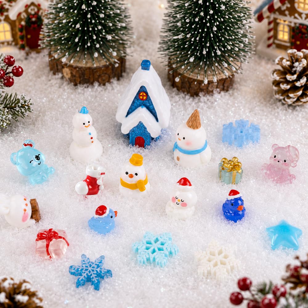 DIYDEC 24pcs Luminous Christmas Mini Resin Tree Figures Toys