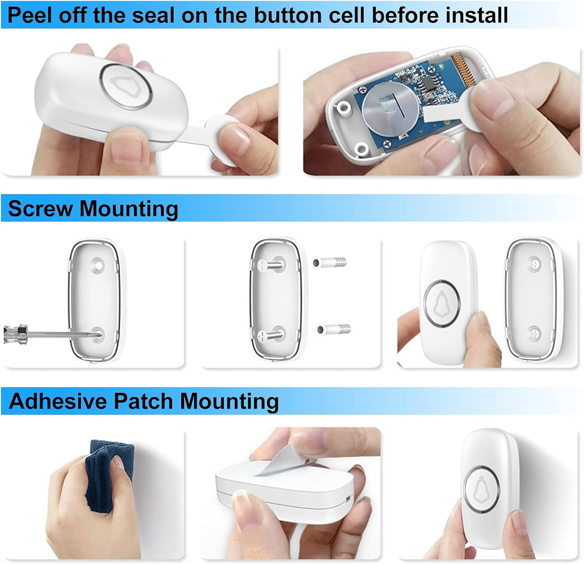 SECRUI Wireless Doorbell, Plug in Waterproof Operating at 1,000 Feet Long Range Cordless Battery Operated Doorbell with 58 Chimes 5 Volume Levels LED Light Easy Install for Home, School, Office-White
