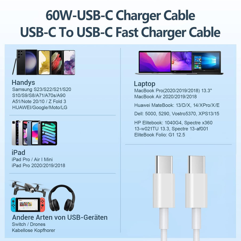 USB C to USB C Charger Cable,2Pack i Phone Type C Charging Lead 2M Long Fast Charging Wire USBC Charger Cables Compatible with iPhone 17 Pro Max/17 Air/16/16 e/16 Pro/15 Plus, iPad Pro/Air/Mini,Mac