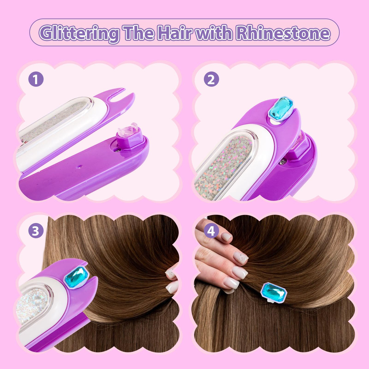 kidzkube Hair Gem Stamper Kit, Birthday Toys for Girls Ages 3-12