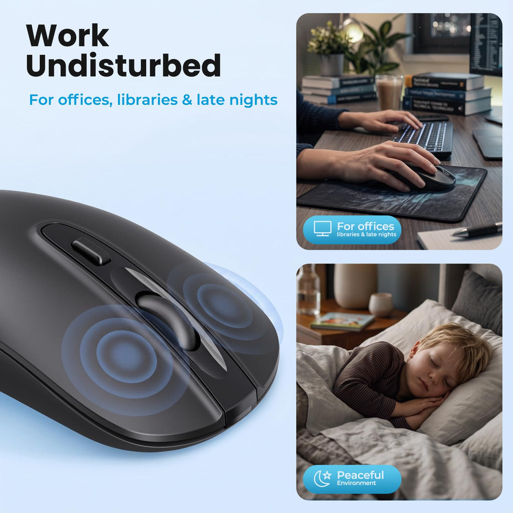 cimetech Wireless Mouse, 6 Buttons Mouse Silent Efficient Design, Suitable for Hand Size & Comfortable Grip, Office Mouse for Laptop PC Computer Tablets Windows Linux, 3 Adjustment Levels, Pinlk