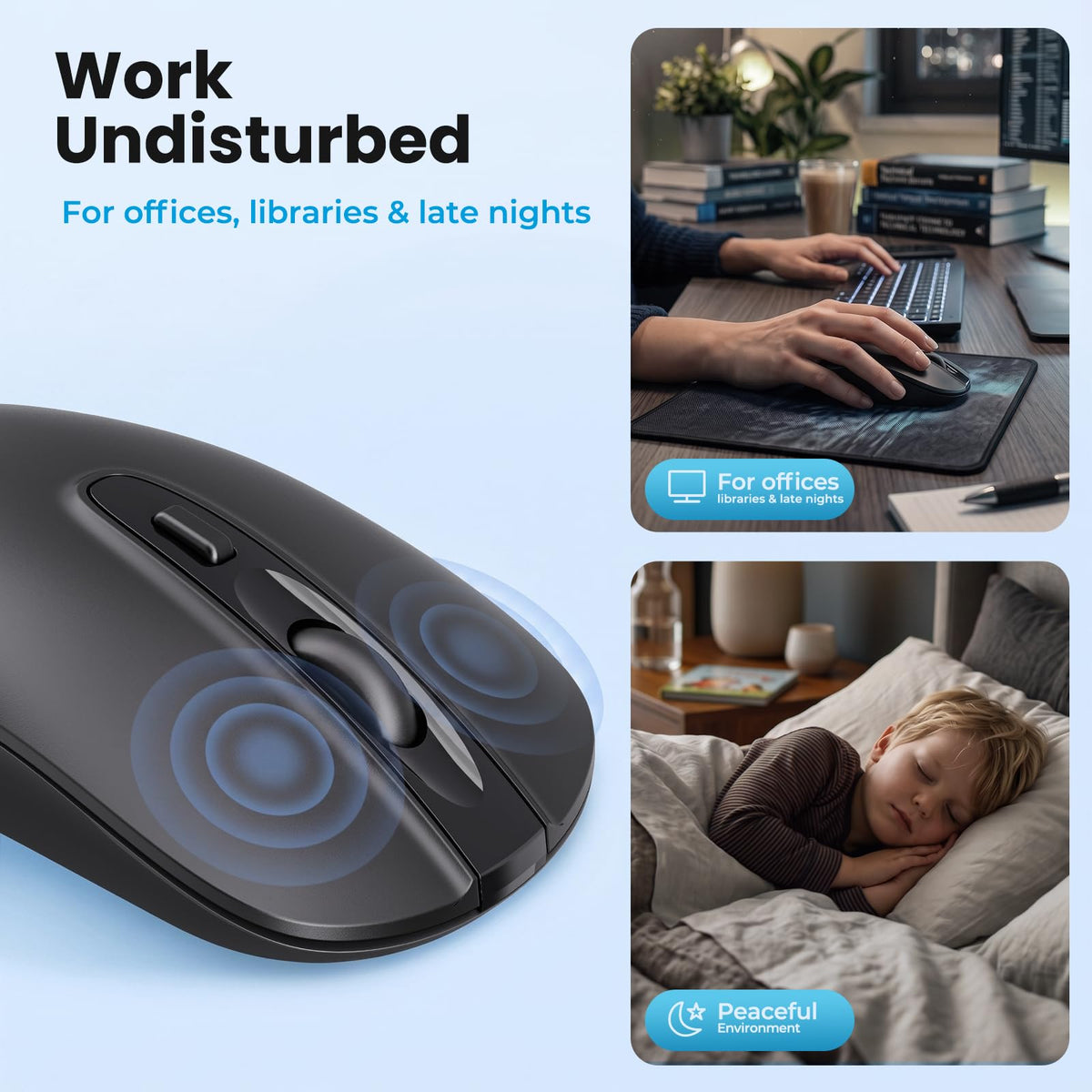 cimetech Wireless Mouse, 6 Buttons Mouse Silent Efficient Design, Suitable for Hand Size & Comfortable Grip, Office Mouse for Laptop PC Computer Tablets Windows Linux, 3 Adjustment Levels, Pinlk