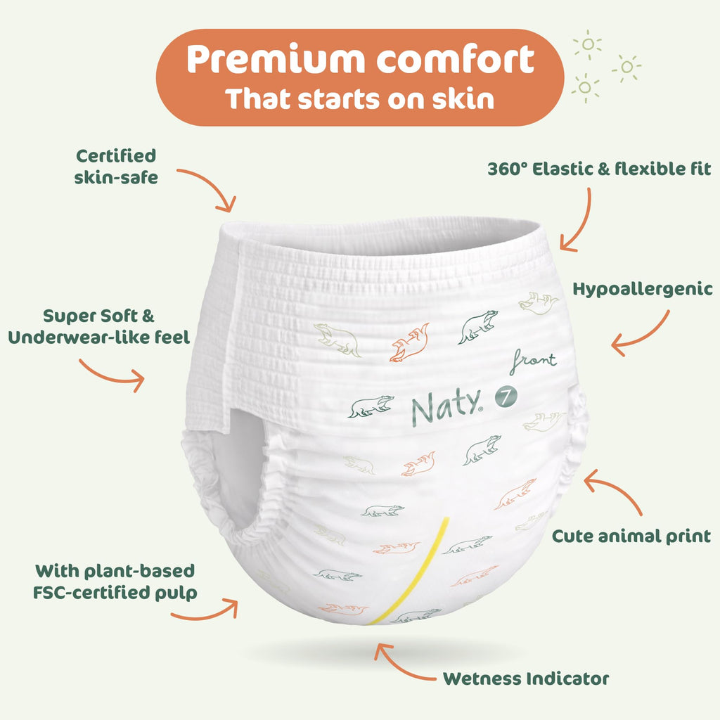 Naty FreeMovers Nappy Pants, Size 6 (16+kg), 18 Count