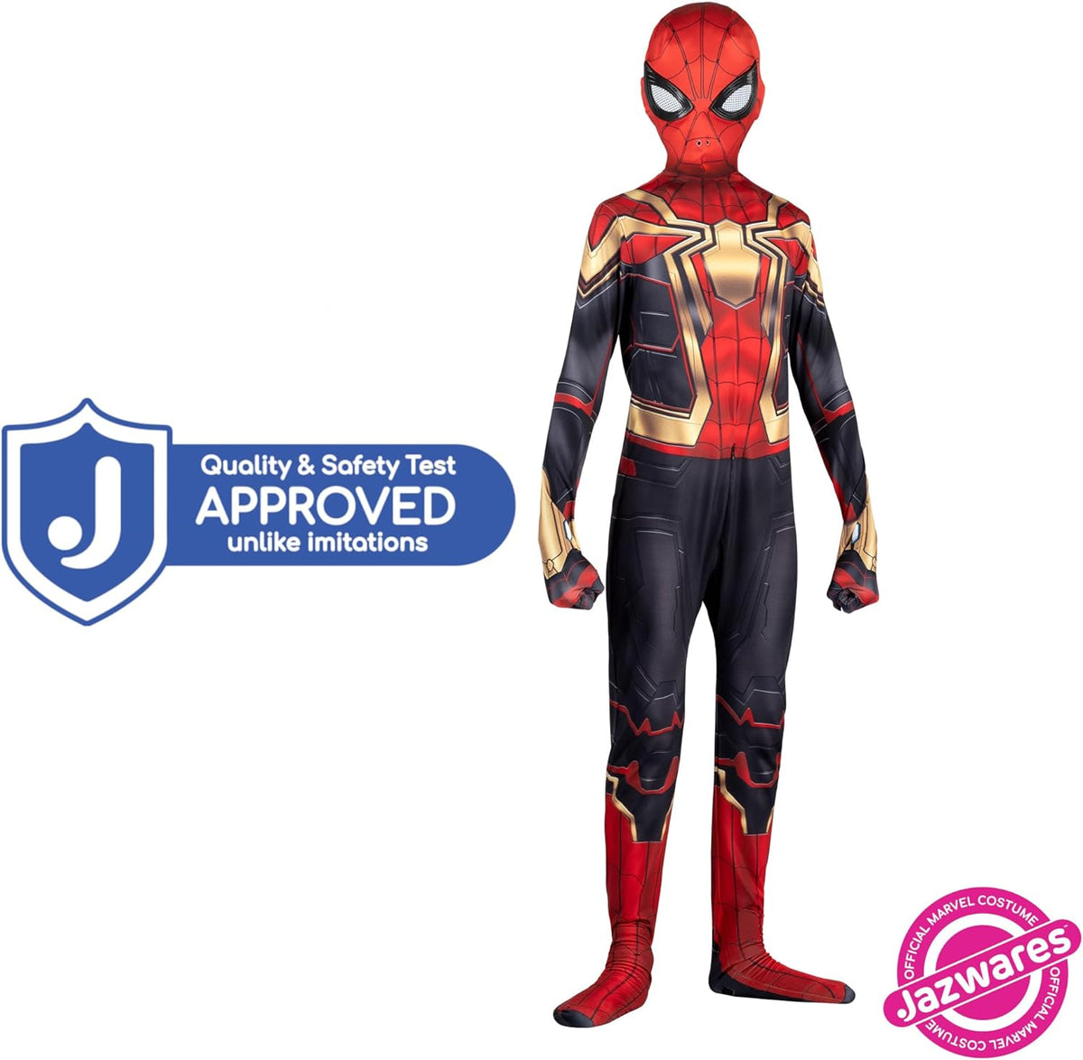 MARVEL Integrated Spider-Man Official Youth Deluxe Zentai Costume - Stretch Spandex with Hidden Zippers and Wrist Slits