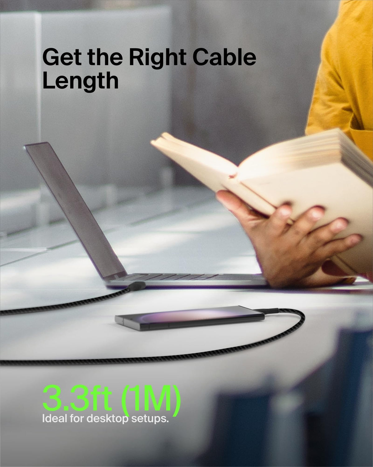 Belkin BoostCharge Braided USB C charger cable, USB-C to USB-A cable, USB type C charging cable for iPhone 16, 15, Samsung Galaxy S24, S23, Pixel, iPad, MacBook, Nintendo Switch and more - 2m, White