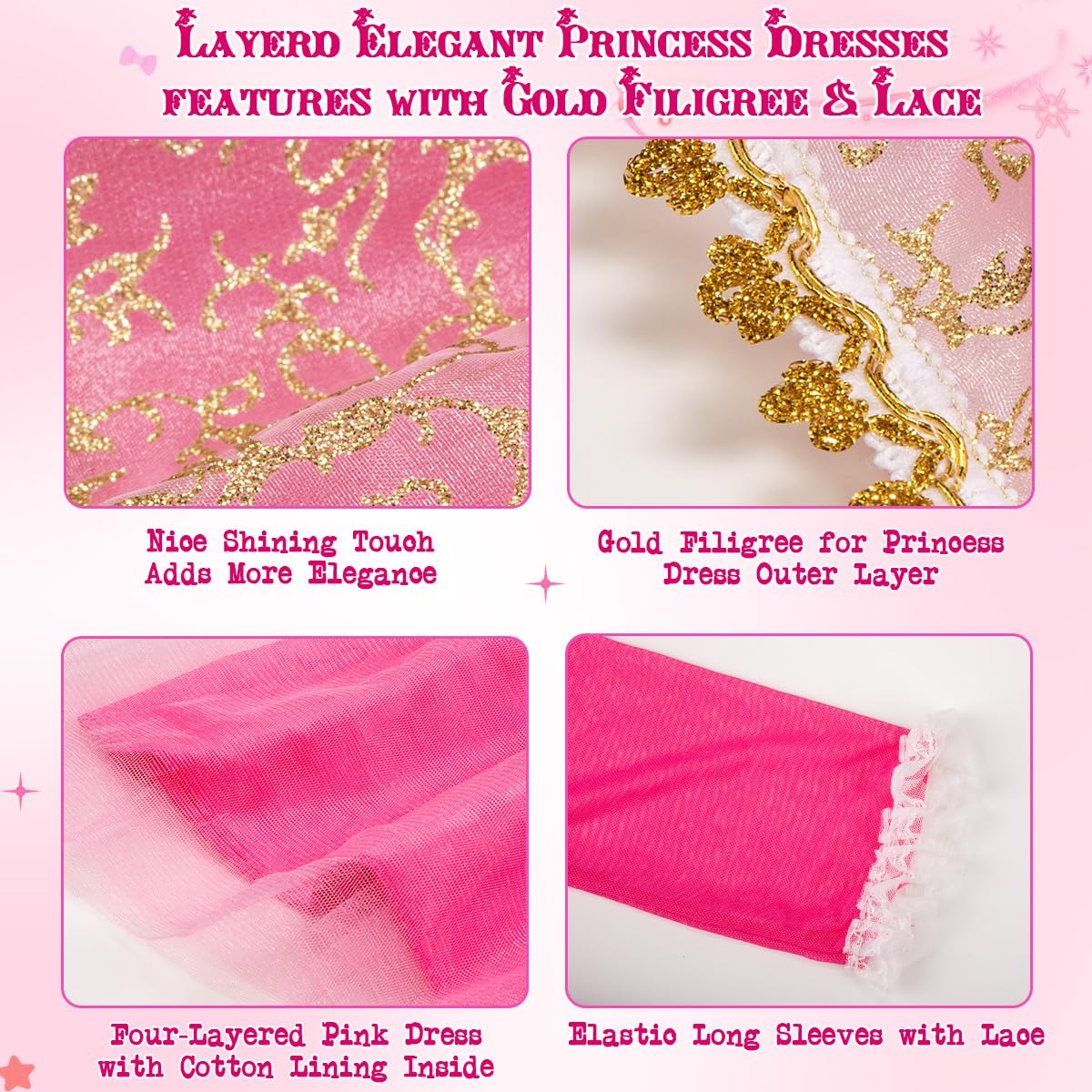 Meland Light Up Princess Dress for Girls Ages 3-10, Halloween Costume Party