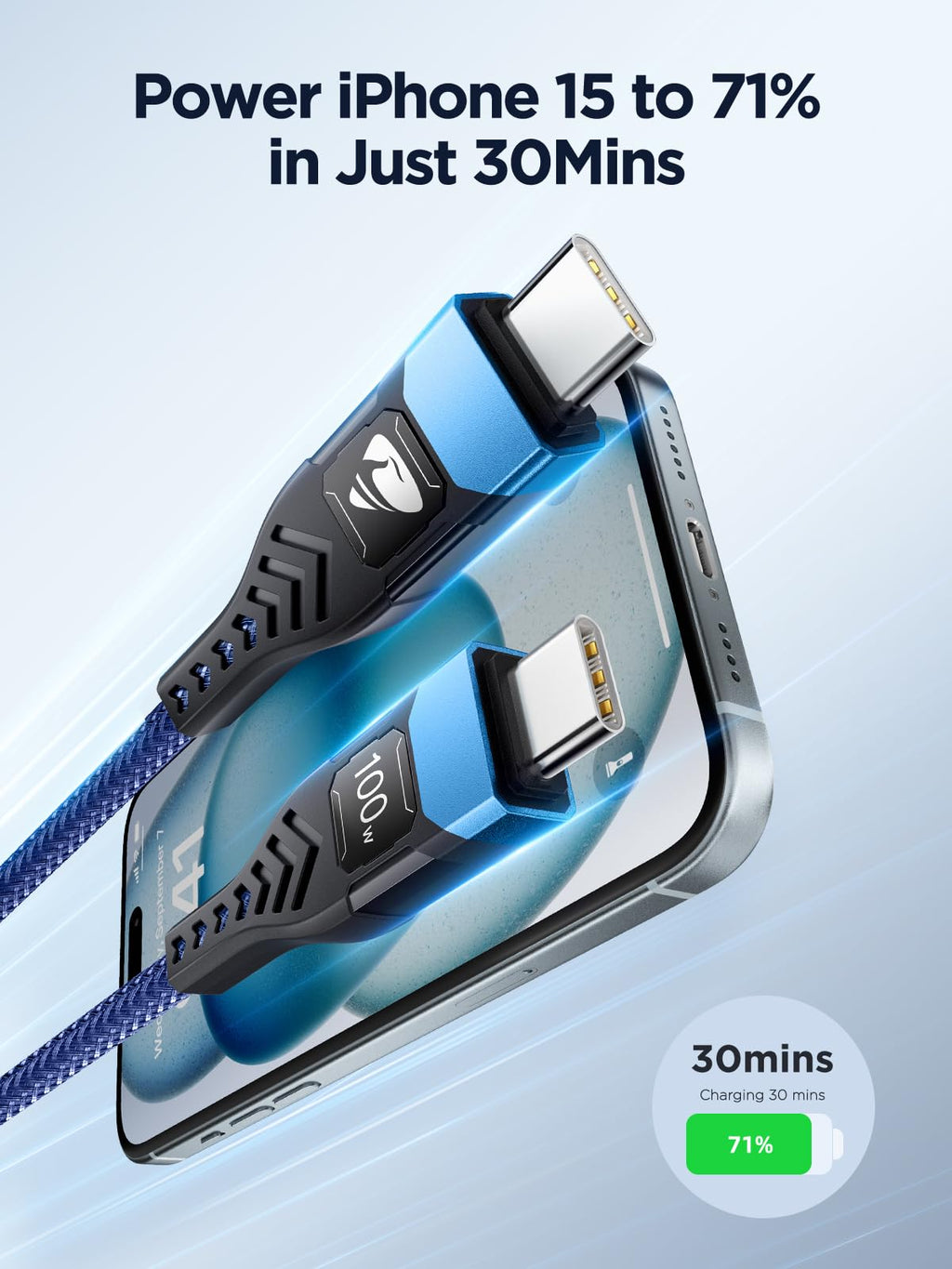 100W USB C to USB C, Fast Charging Cable 3M Long Type C Cable C to C Charger Fast Charg Lead Usbc to Usbc for iPhone 16 15 Pro Max Plus MacBook iPad Pro/Air Samsung Galaxy S23/S22/S21 Google Pixel