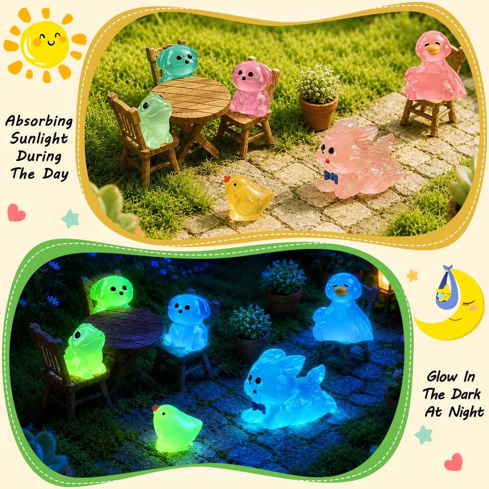 DIYDEC 24pcs Luminous Christmas Mini Resin Tree Figures Toys