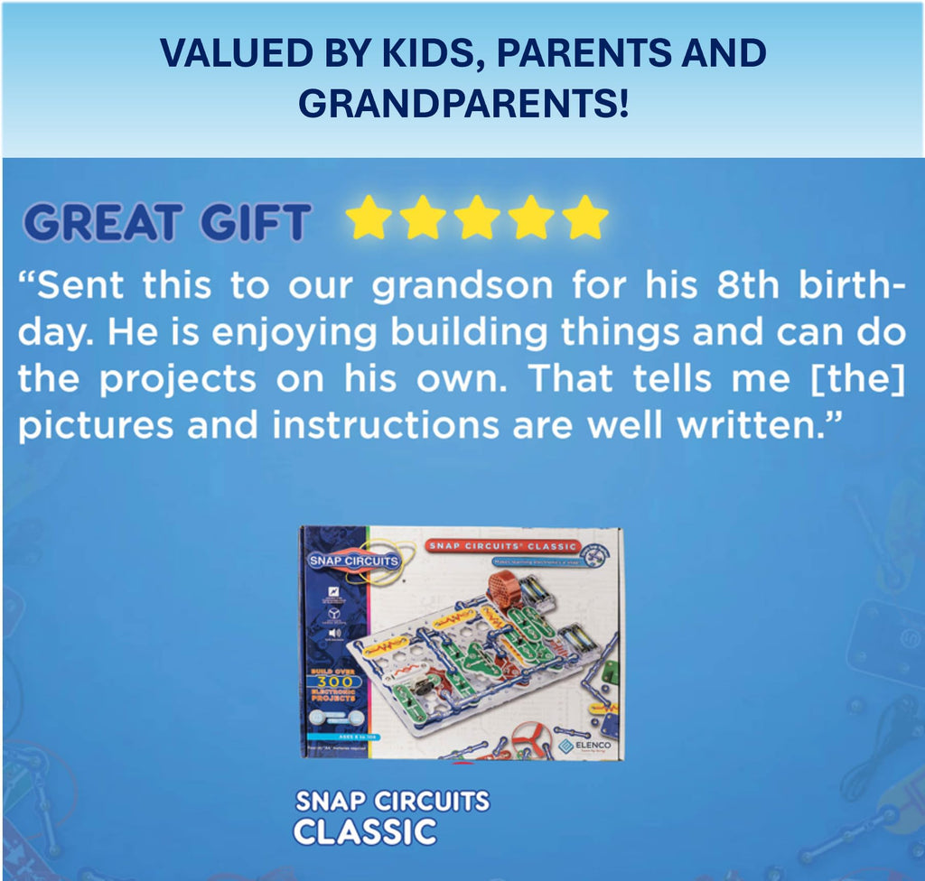 SNAP CIRCUITS Jr. SC-100 STEM Electronics Kit, 100+ Projects, Ages 8+