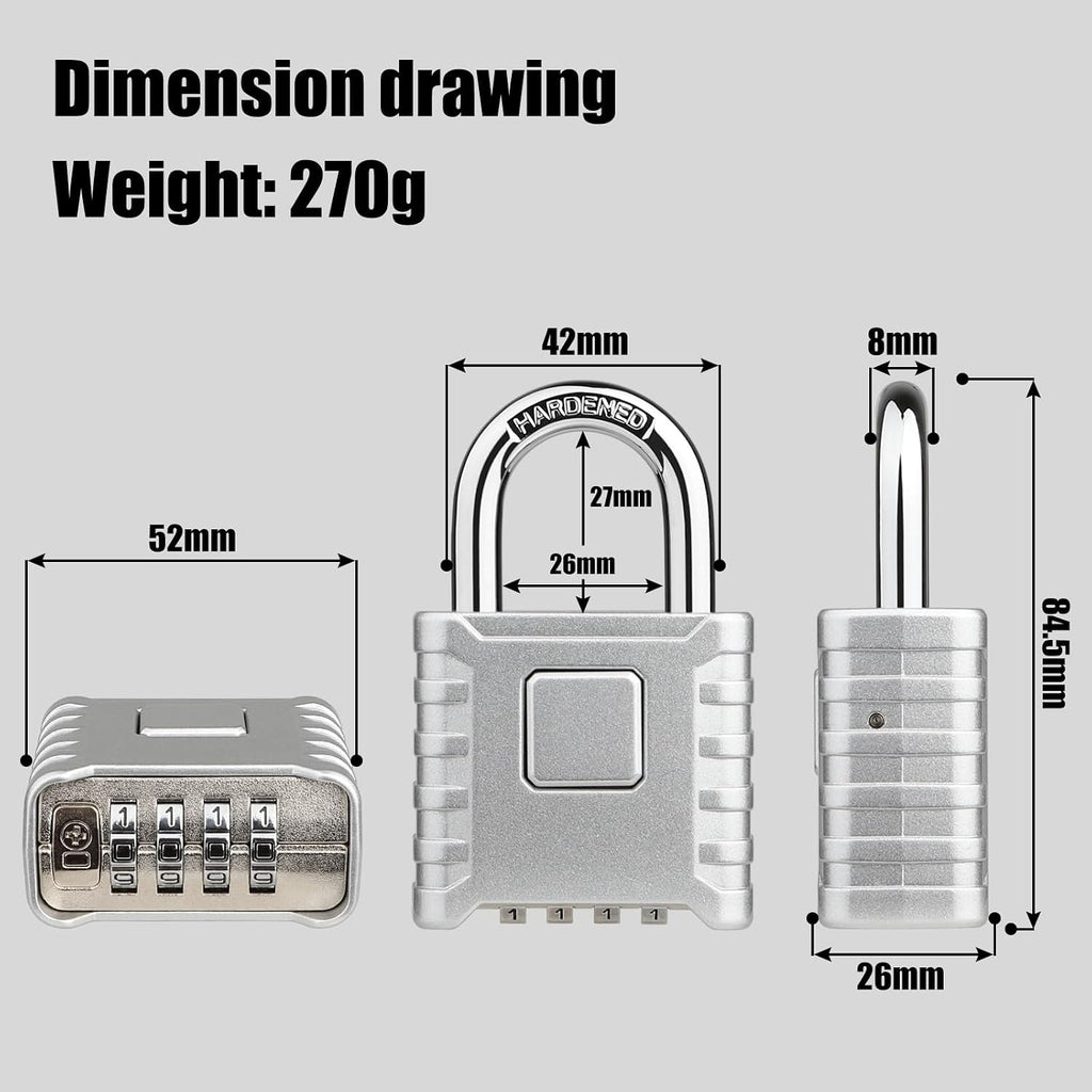 Diyife Large Heavy Duty Combination Padlocks Outdoor, 52mm Weatherproof