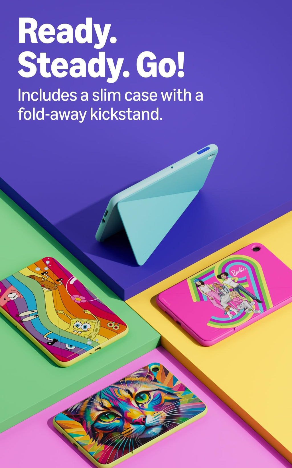Amazon Kids Tablet 11 (newest gen) ages 6+, 11" 2.5K display, all-day battery, plus 1 year of Kids+ with videos, apps, games and books, slim hard case included (SpongeBob and Patrick)