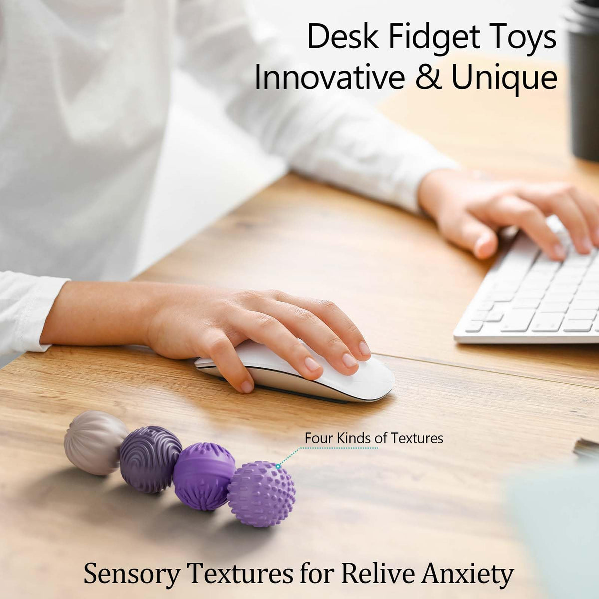 Silicone Magnetic Balls Fidget Toys for Adults & Teens,4PCS Stress Relief Sensory Toys for Autism ADHD Anxiety,Fun Textures Gadgets,Office Desk Toy,Stocking Stuffers for Women Men Teen Gift