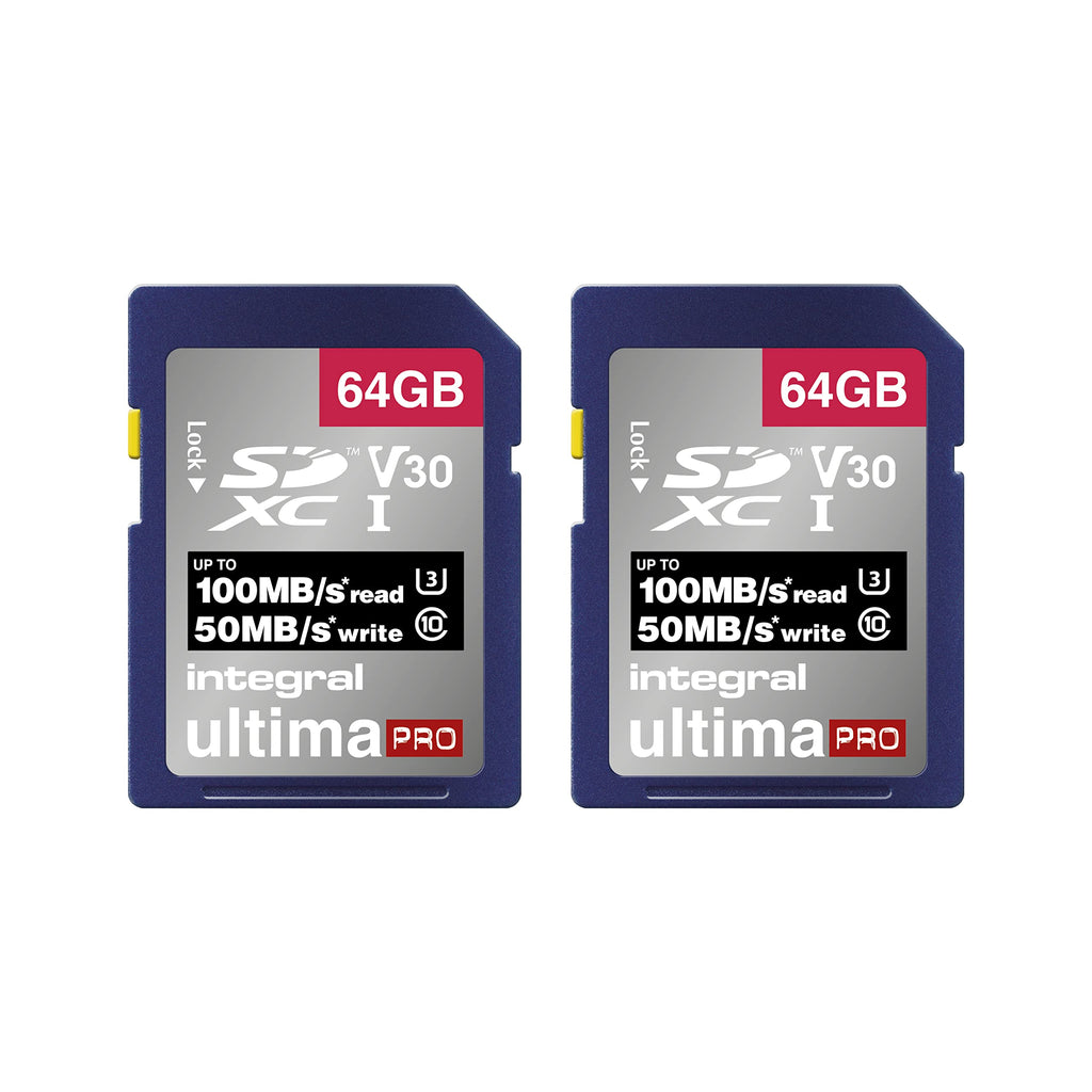 Integral 64GB SD Card 4K Ultra-HD Video High Speed SDXC V30 UHS-I U3 Class 10 Memory Card up to 100MB/s, Color May Vary