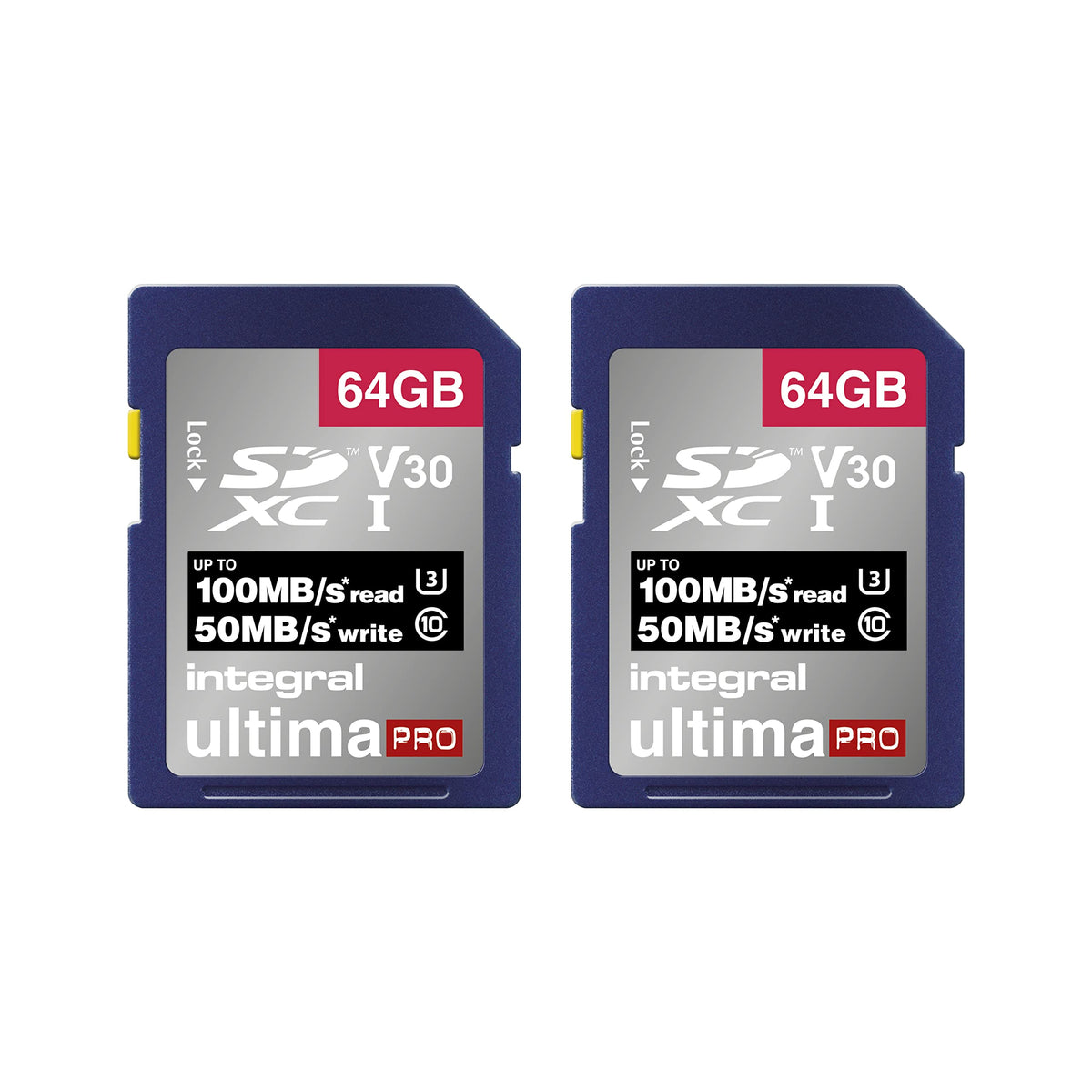 Integral 64GB SD Card 4K Ultra-HD Video High Speed SDXC V30 UHS-I U3 Class 10 Memory Card up to 100MB/s, Color May Vary