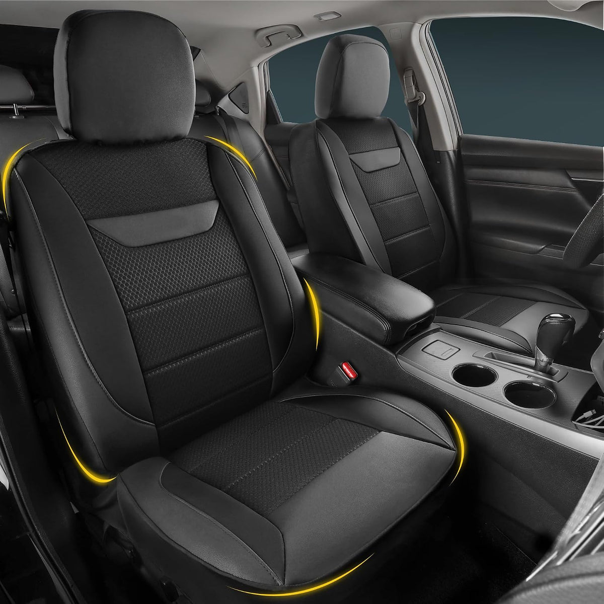 kingphenix 2 Pack Front Leather Car Seat Covers with Memory Foam