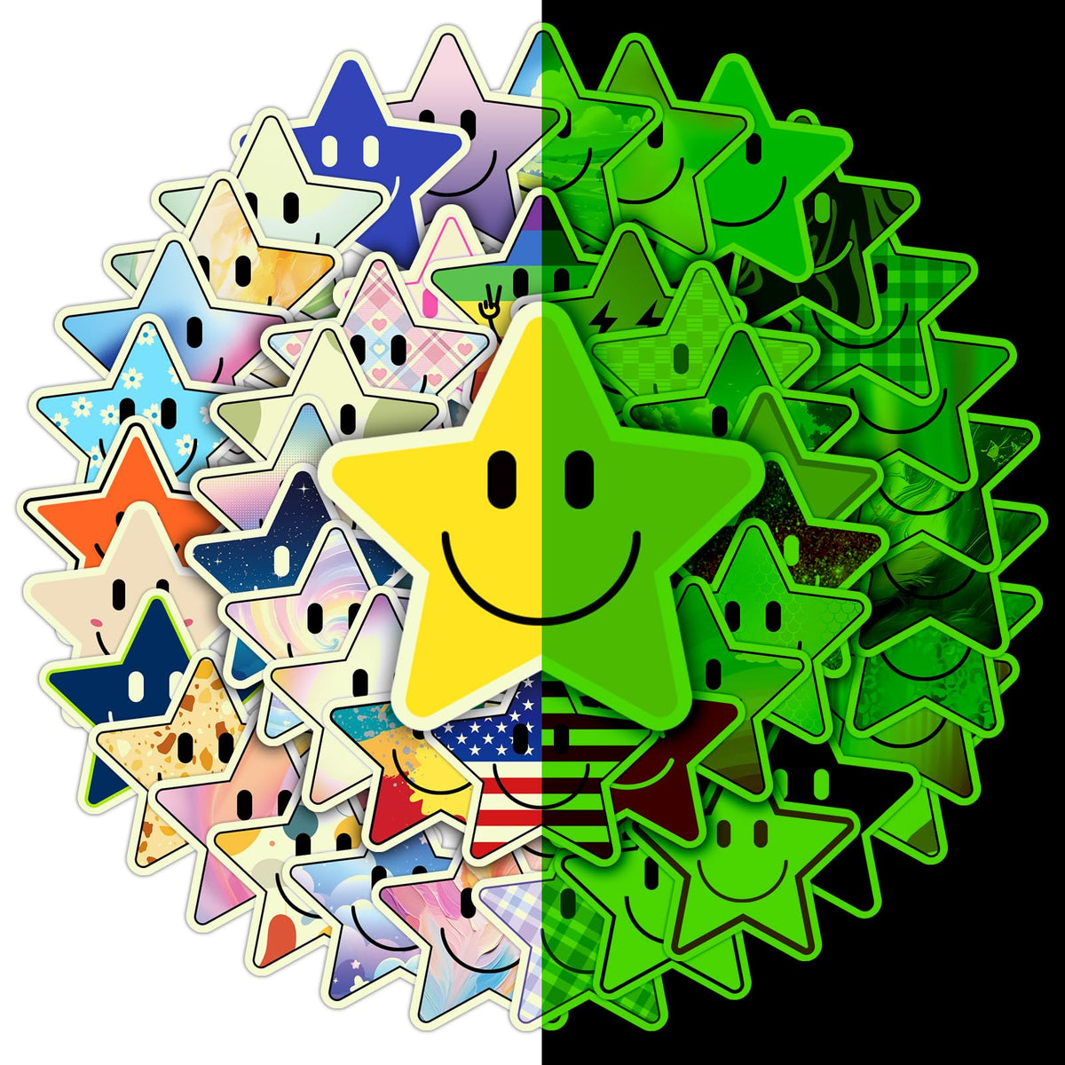 100PCS Smile Neon Stickers