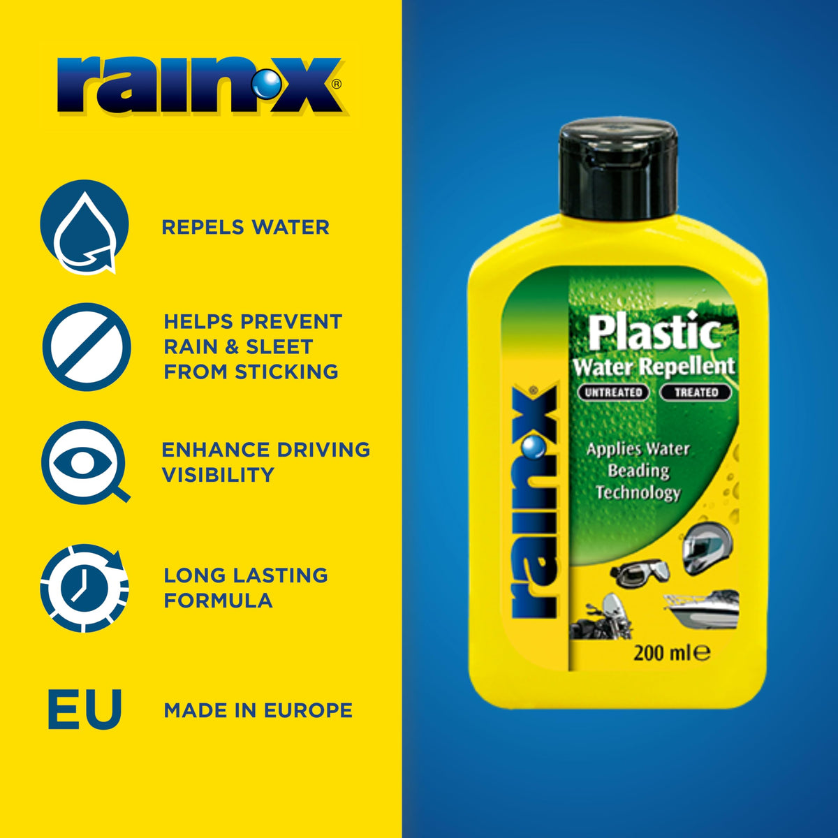 Rain-X Plastic Water Repellent - Hydrophobic Coating For Plastics - 500ml