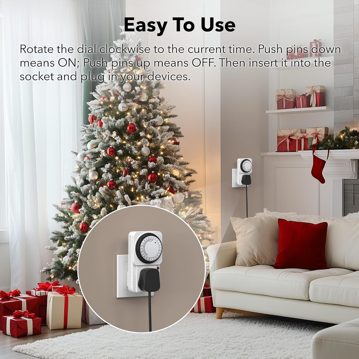 hbn 24Hour Mechanical Timer Plug Socket UK,Light Timers for Home Security