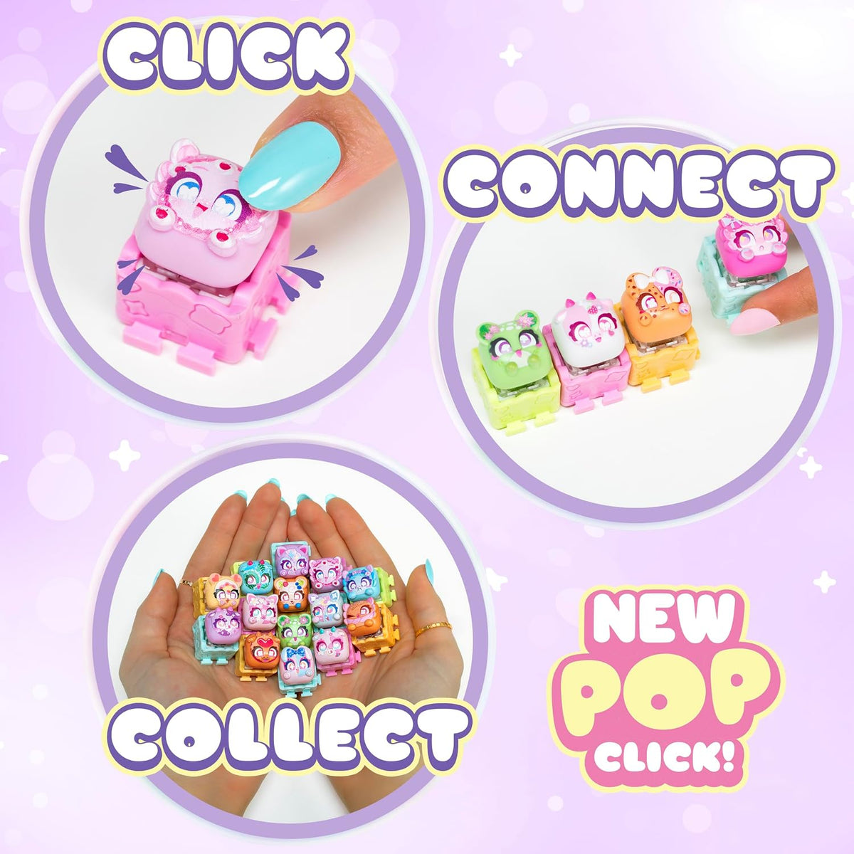 Clickeez Series 3 12-Pack | 12 Collectible Character Keyboard Keys Click and Clack | Create 2 Keychains | Ages 6+