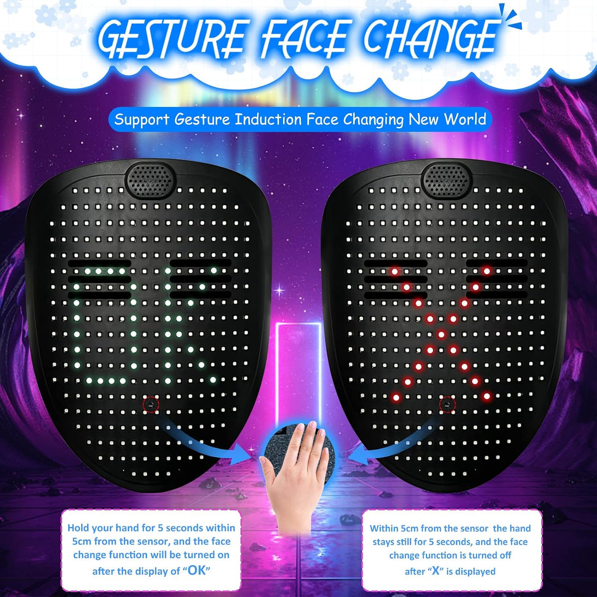 Depointer Life LED Mask Face-Transforming Light up Mask Cool Gifts for Boys