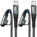ZKAPOR USB C to USB C Cable 2Pack 3M, 60W Fast Type C Cable Right Angle