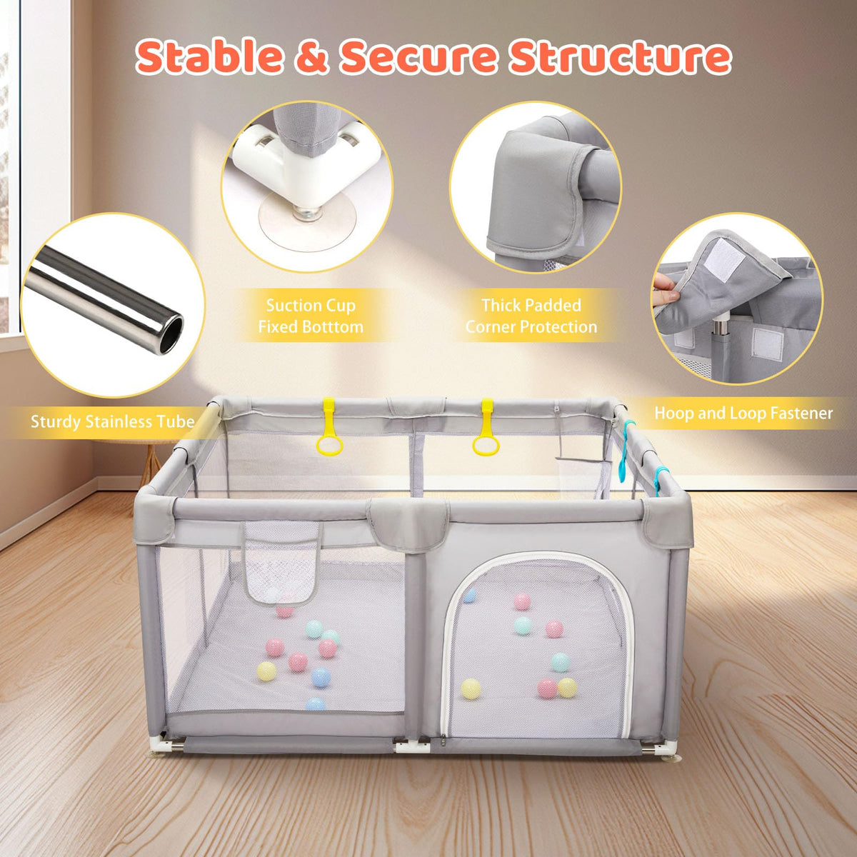 CHOLY Baby Playpen for Babies and Toddlers, Durable Play Pen