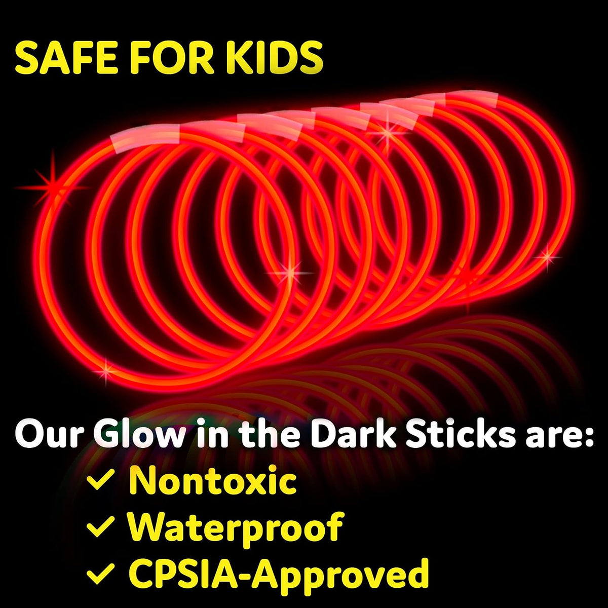 PartySticks Glow Sticks Halloween Party Supplies 100pk - 8 Inch Glow in the Dark Light Up Sticks Party Favors, Glow Party Decorations, Neon Party Glow Necklaces and Glow Bracelets with Connectors
