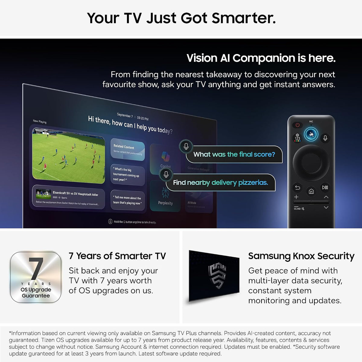 Samsung Smart TV 50-Inch U7020H Crystal UHD 4K TV, HDR10+, Motion Xcelerator, Dynamic Sound Pack, Gaming Hub, Knox Security, Vision AI Companion [2026]