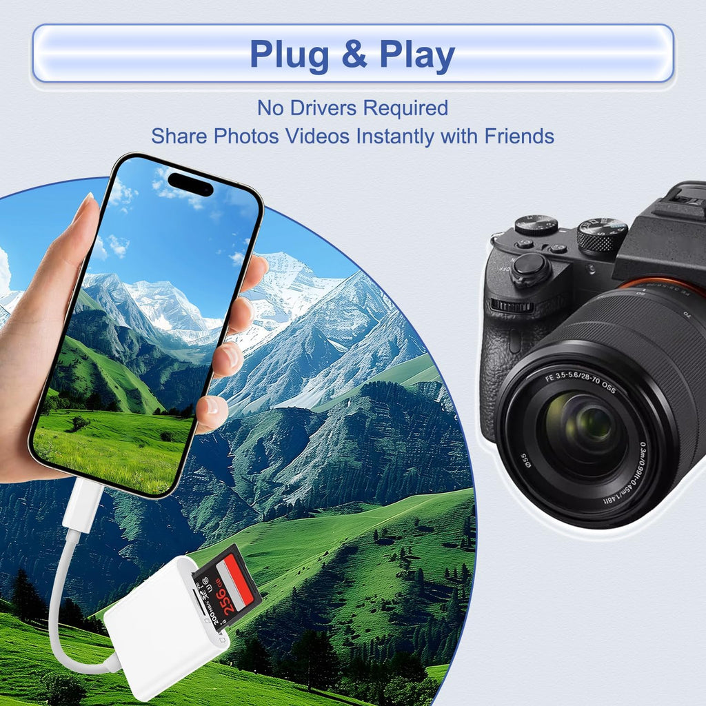 USB C SD Card Reader for iPhone 15 16 17, iPad Pro/mini/Air, MacBook Air/Pro, Samsung S25/S24,Type C Card Reader with Dual Slot Memory Card Reader Trail Camera Card Viewer USB C to SD Card OTG Adapter