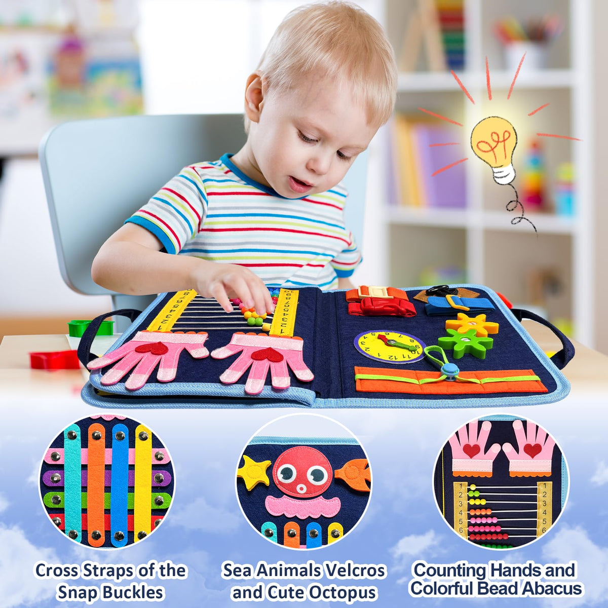 Gojmzo Busy Board Montessori Toys for Toddler Boy Girl Gifts Busy Book