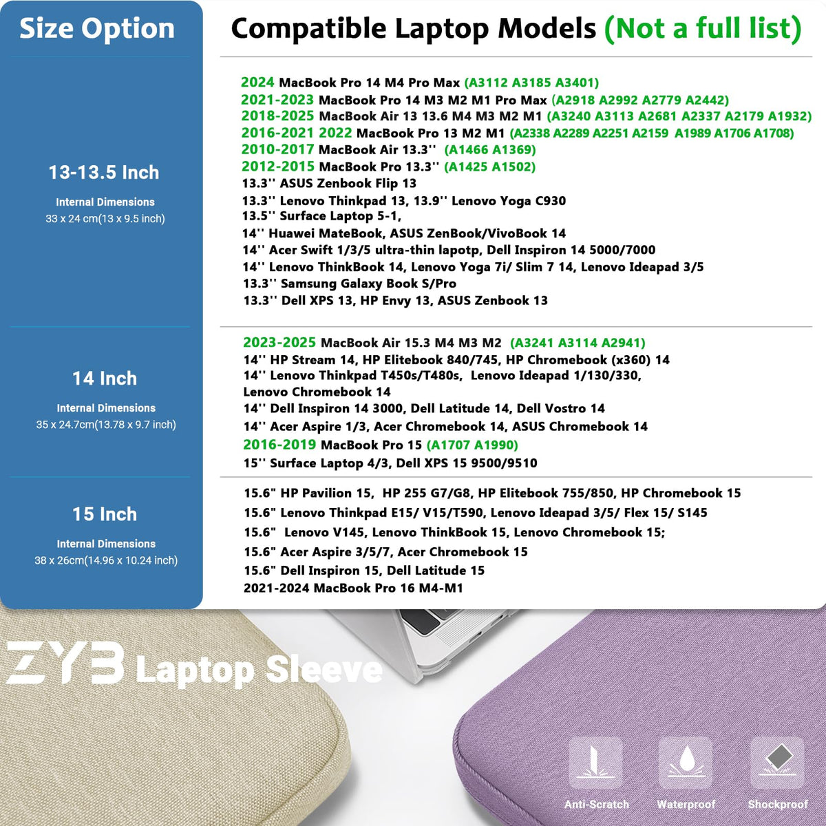 ZYB 16 Inch Laptop Sleeve Case,Shockproof Waterproof Notebook Case 16 Inch for 2021-2026 MacBook Pro 16 M5 M4 M3 M2 M1,16" Laptop Lenovo ThinkBook/IdeaPad HP Dell ASUS Acer Chromebook etc-Haze Blue