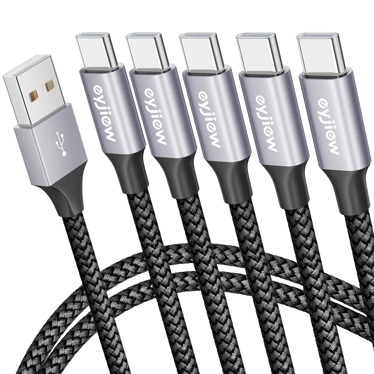 Short USB C Charger Cable 0.5m 2Pack, USB to USB C Car Charger Cable