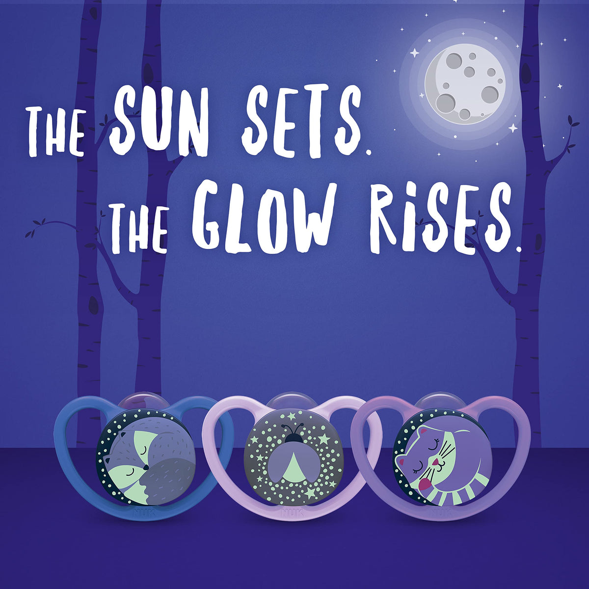 NUK Space Day & Night Baby Dummy | 6-18 Months | Glow-in-the-Dark Soothers with Extra Ventilation for Sensitive Skin | BPA-Free Silicone | Zebra & Lion | 4 Count