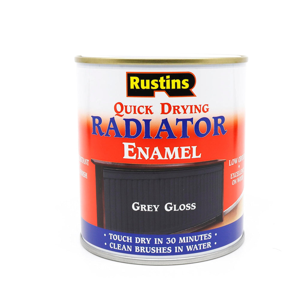 RUSTINS Quick Drying Radiator Enamel Satin - Black 250ml – Durable, Long-Lasting Finish for Radiators That Stands the Test of Time