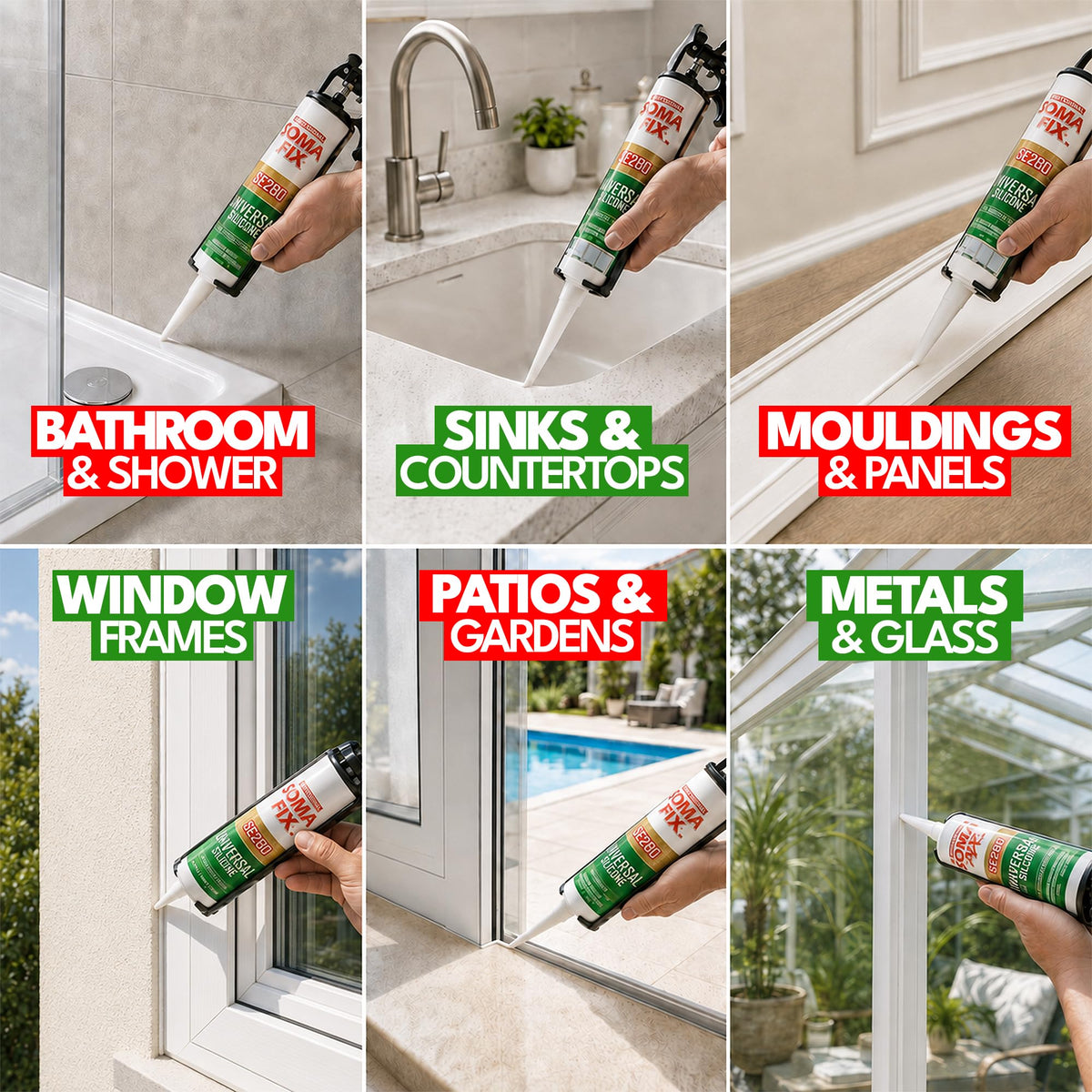 Brown Silicone Sealant, Waterproof & Flexible Sealant and Adhesive - 280ml