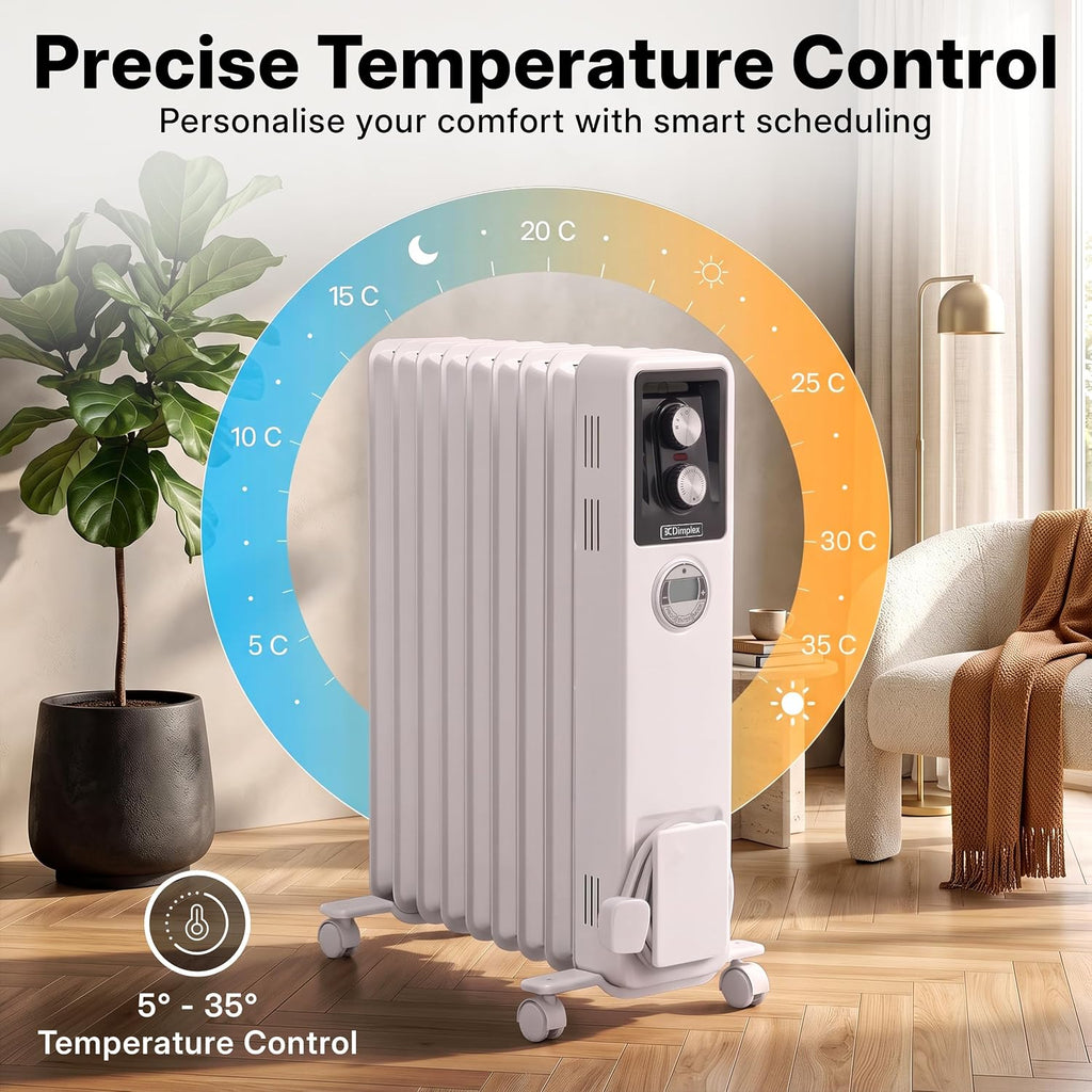 Dimplex ECR20TIE Oil Free Portable Radiator, 2kW Electric Heater, Timer
