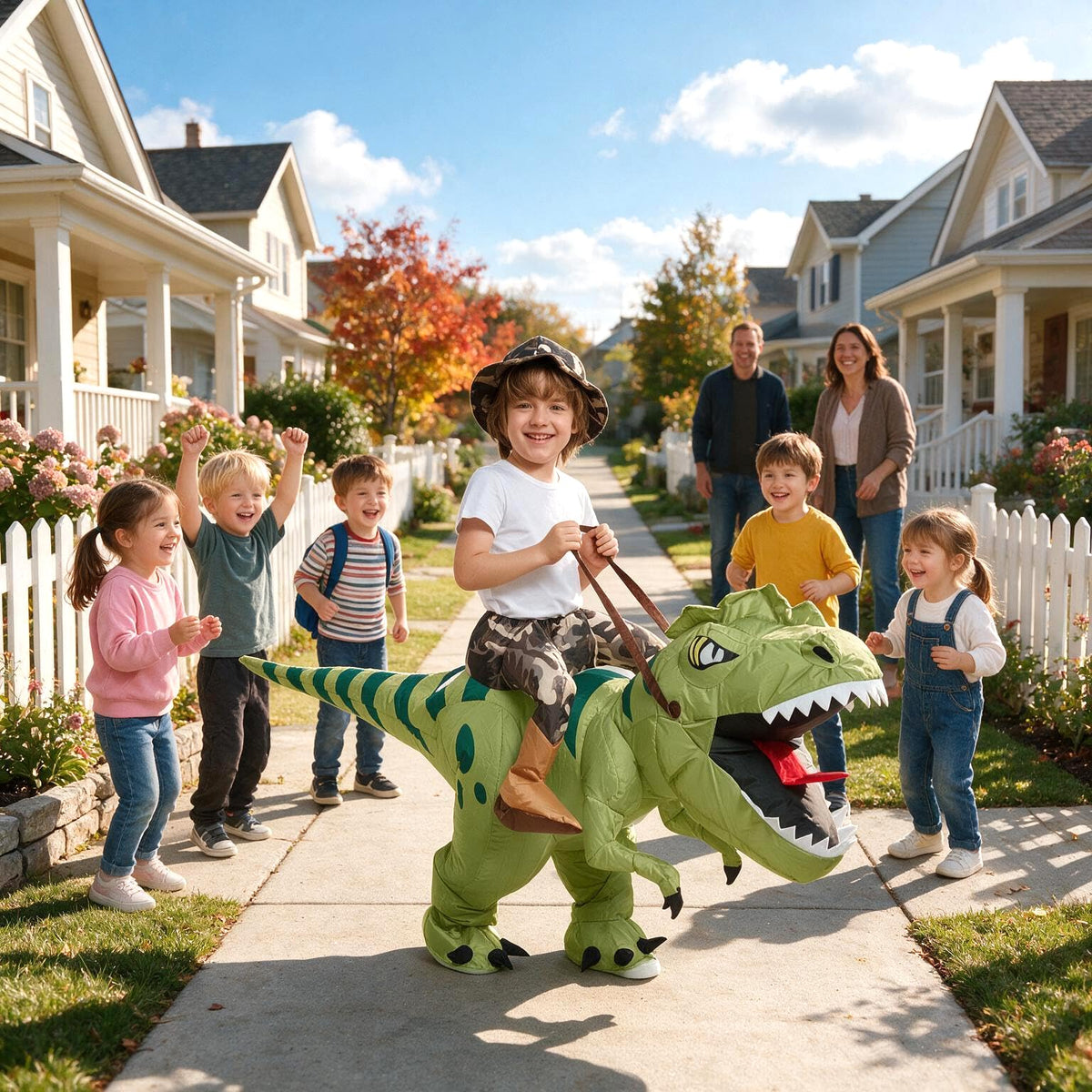Inflatable Dinosaur Costume for Kids,Blow Up Halloween T Rex Suit