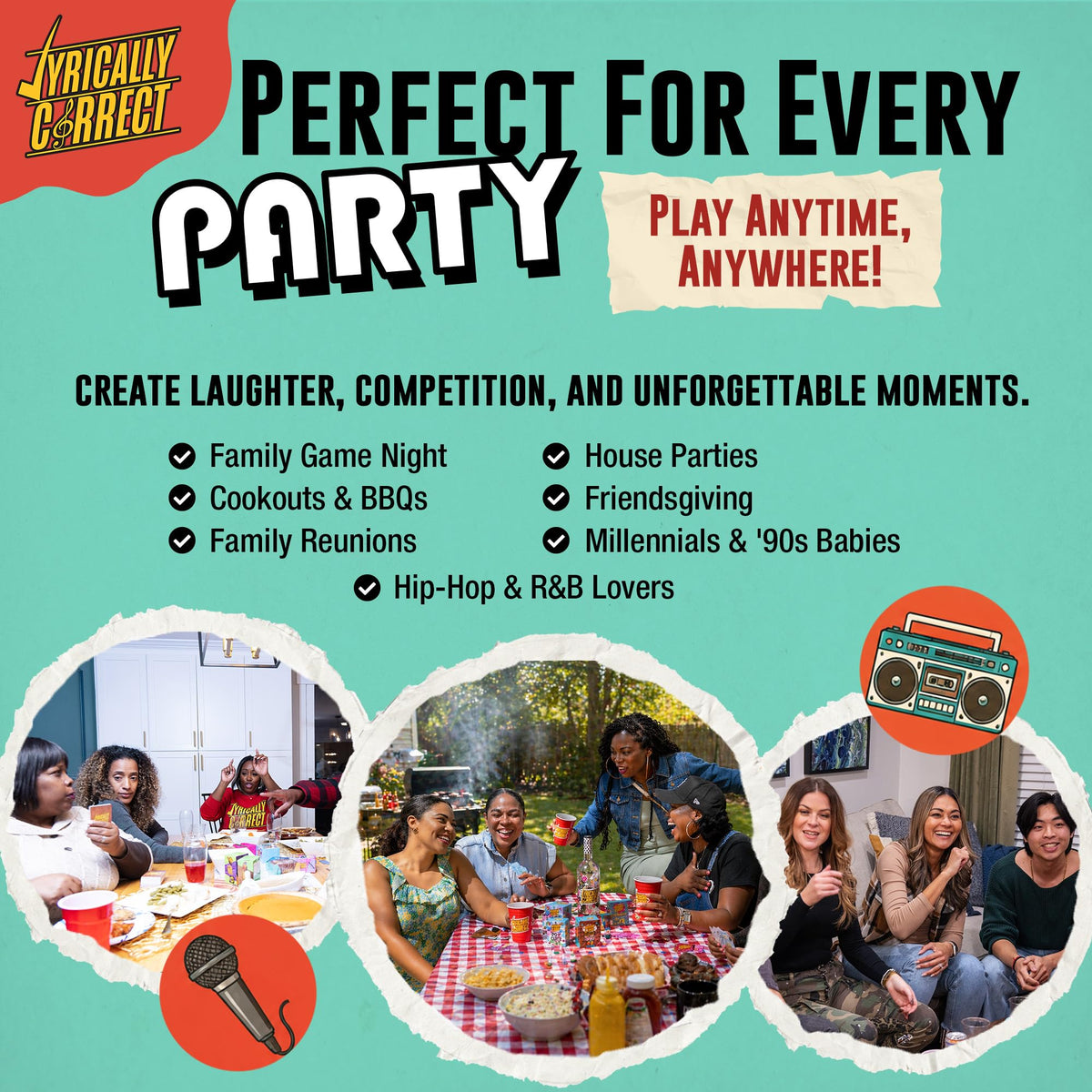 Lyrically Correct '90s & 2000s Pop Edition – Music Trivia Family Card Game