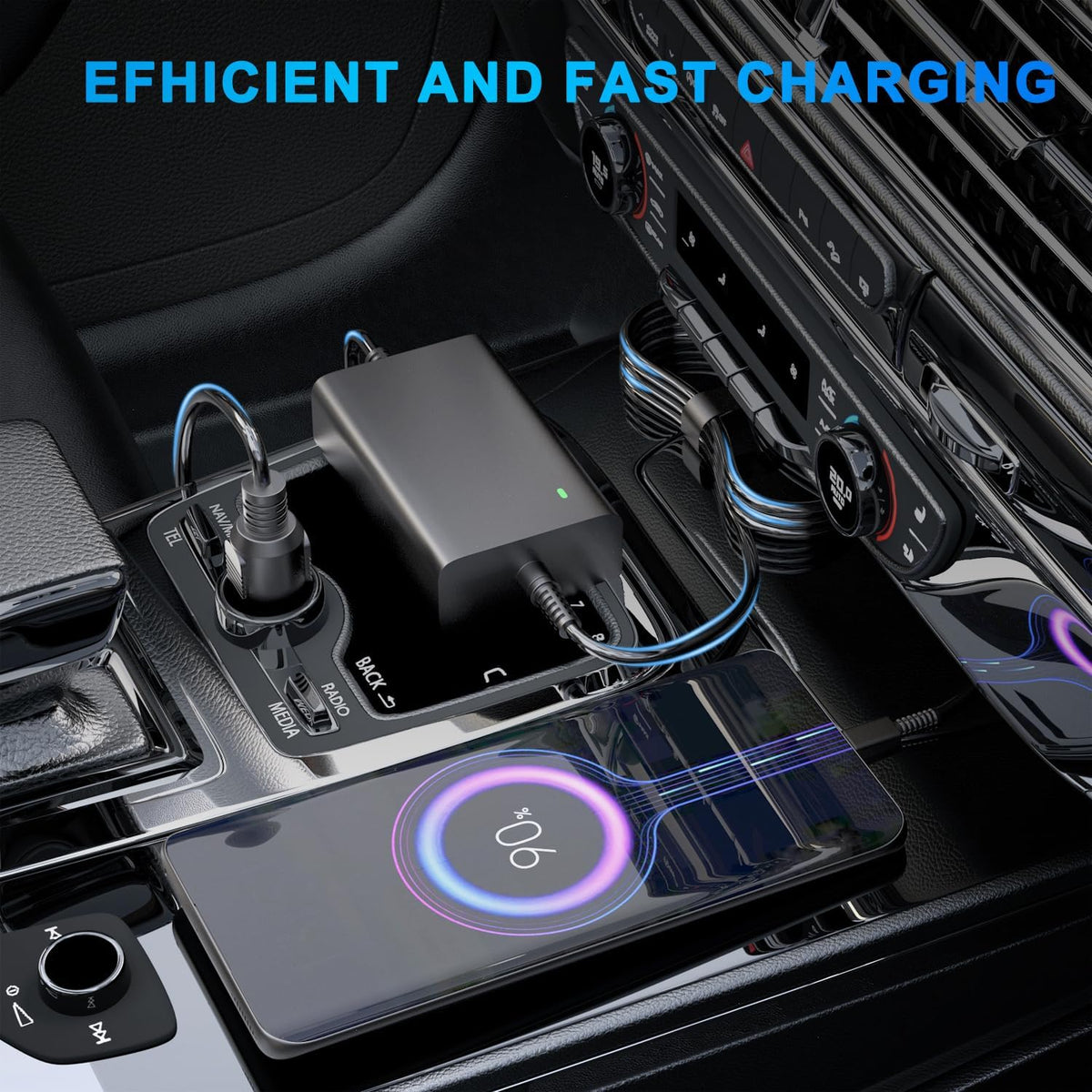 12V/24V 100W Car Laptop Charger USB C Compatible with MacBook Lenovo Dell
