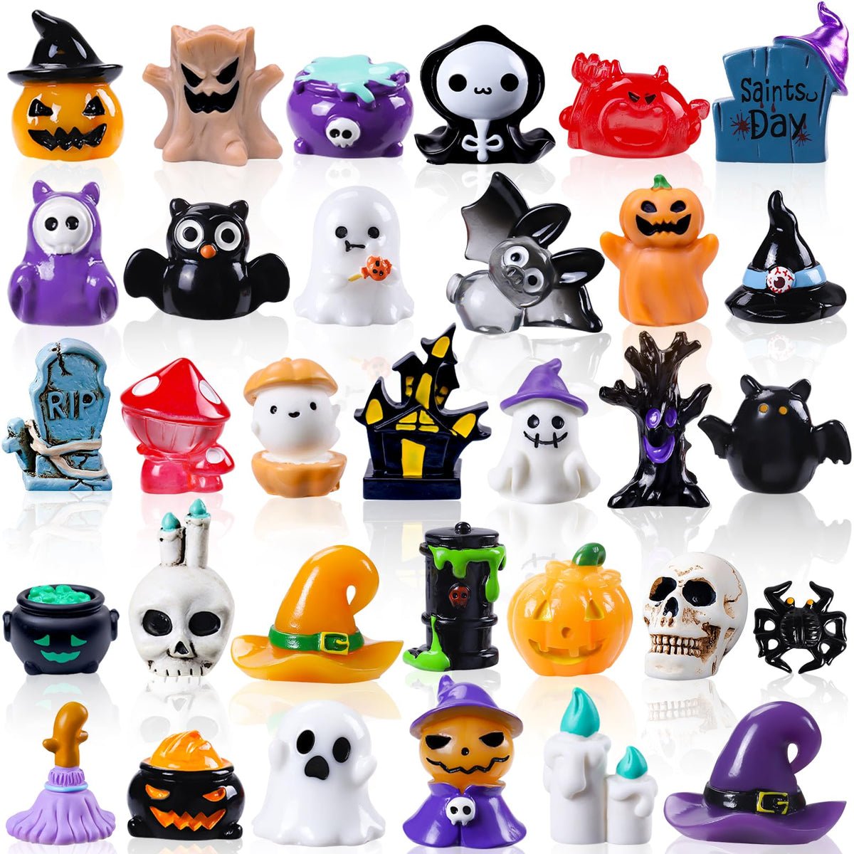 DIYDEC 24pcs Luminous Christmas Mini Resin Tree Figures Toys