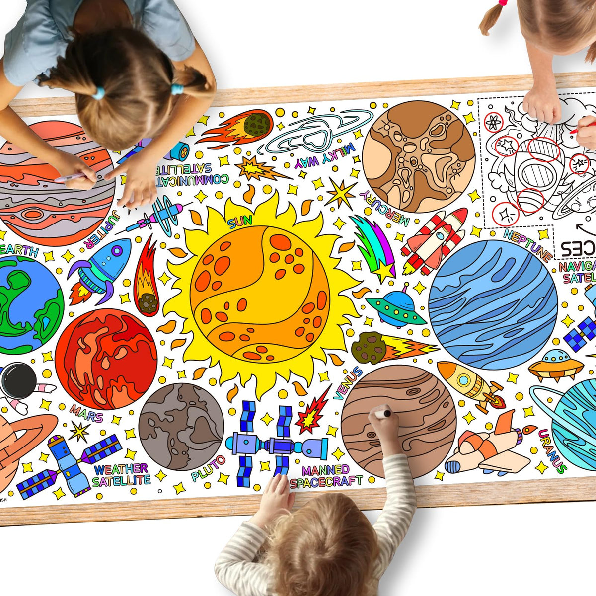 Gatherfun Ramadan Activity Poster & Home Decor - 31.5 x 72 Coloring Banner/Table Cover for Eid Mubarak Decoration, for School Parties & Ramadan Decoration