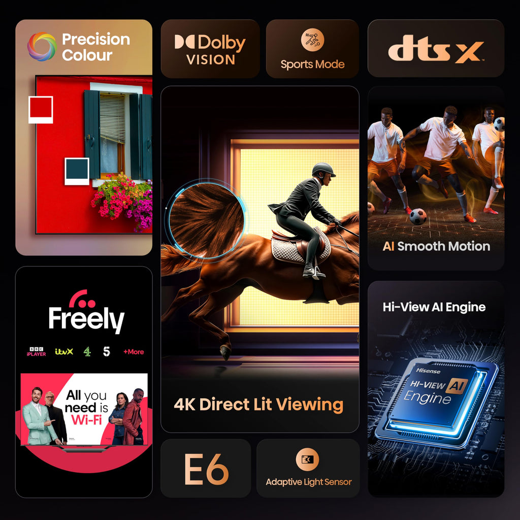Hisense 55 Inch 55E6QTUK 4K Ultra HD Smart AI TV