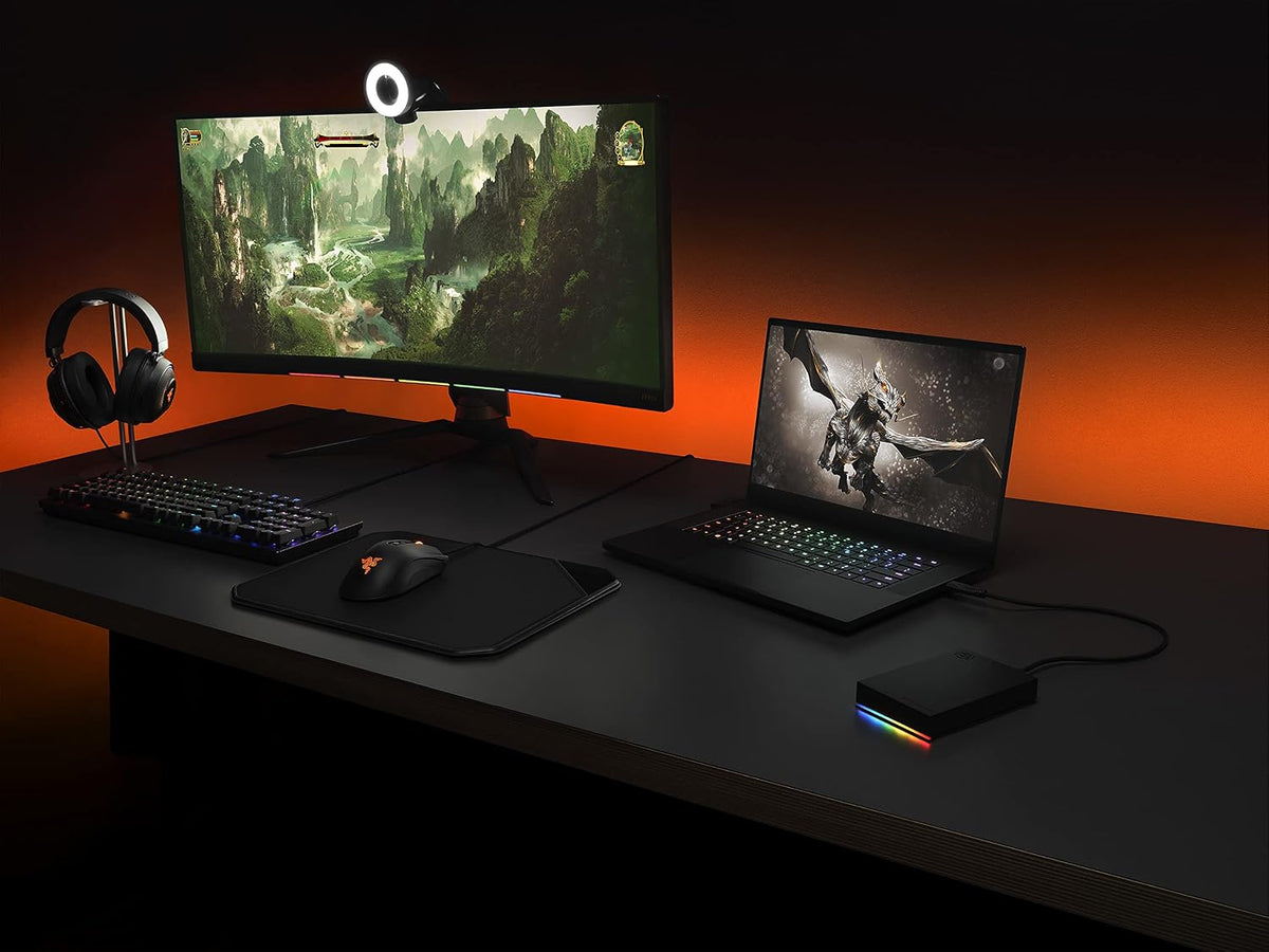 Seagate FireCuda Gaming Hard Drive 2TB, External Hard Drive HDD, USB 3/2, RGB LED lighting, Data Rescue Services (STKL2000400)