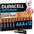 DURACELL Optimum AAA Alkaline Batteries (12 Pack) 1.5V, LR03