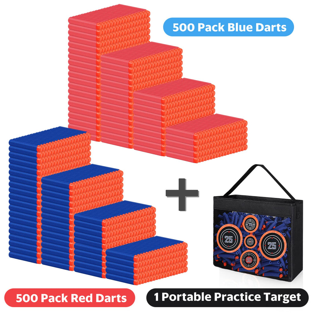 Pokiiulk Refill Darts Bullets Compatible with Nerf Guns N-Strike Elite Series, 300PCS Refill Darts Premium Foam Bullets Pack with Portable Storage Bucket