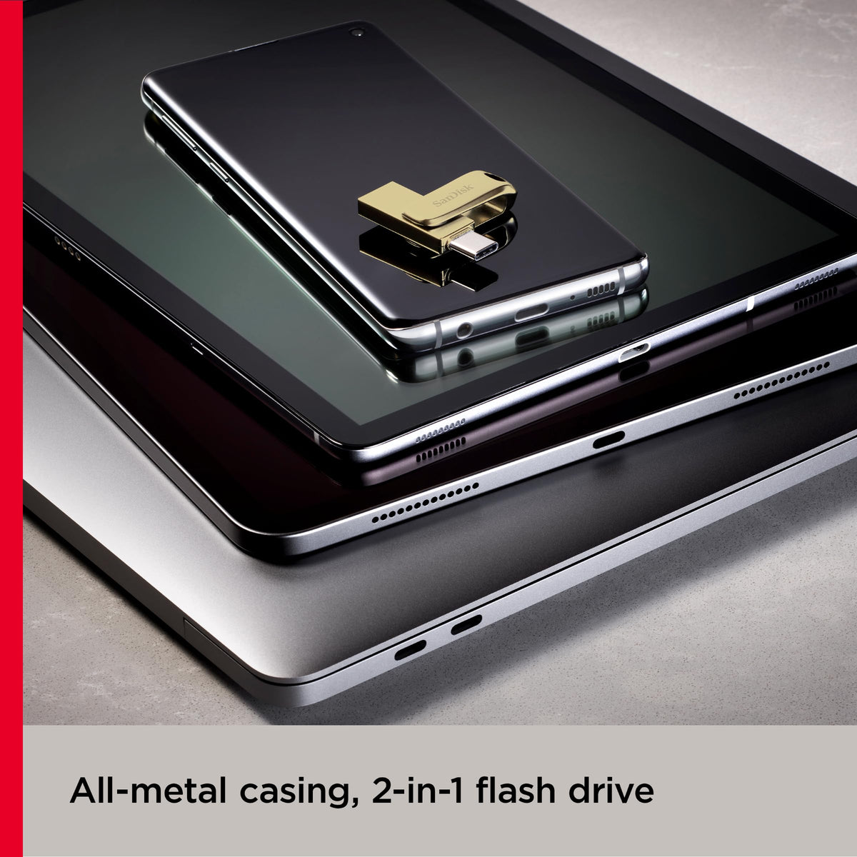 SANDISK Ultra Dual Drive Luxe 256GB, USB-C+USB-A, Up to 150MB/s Read Speeds