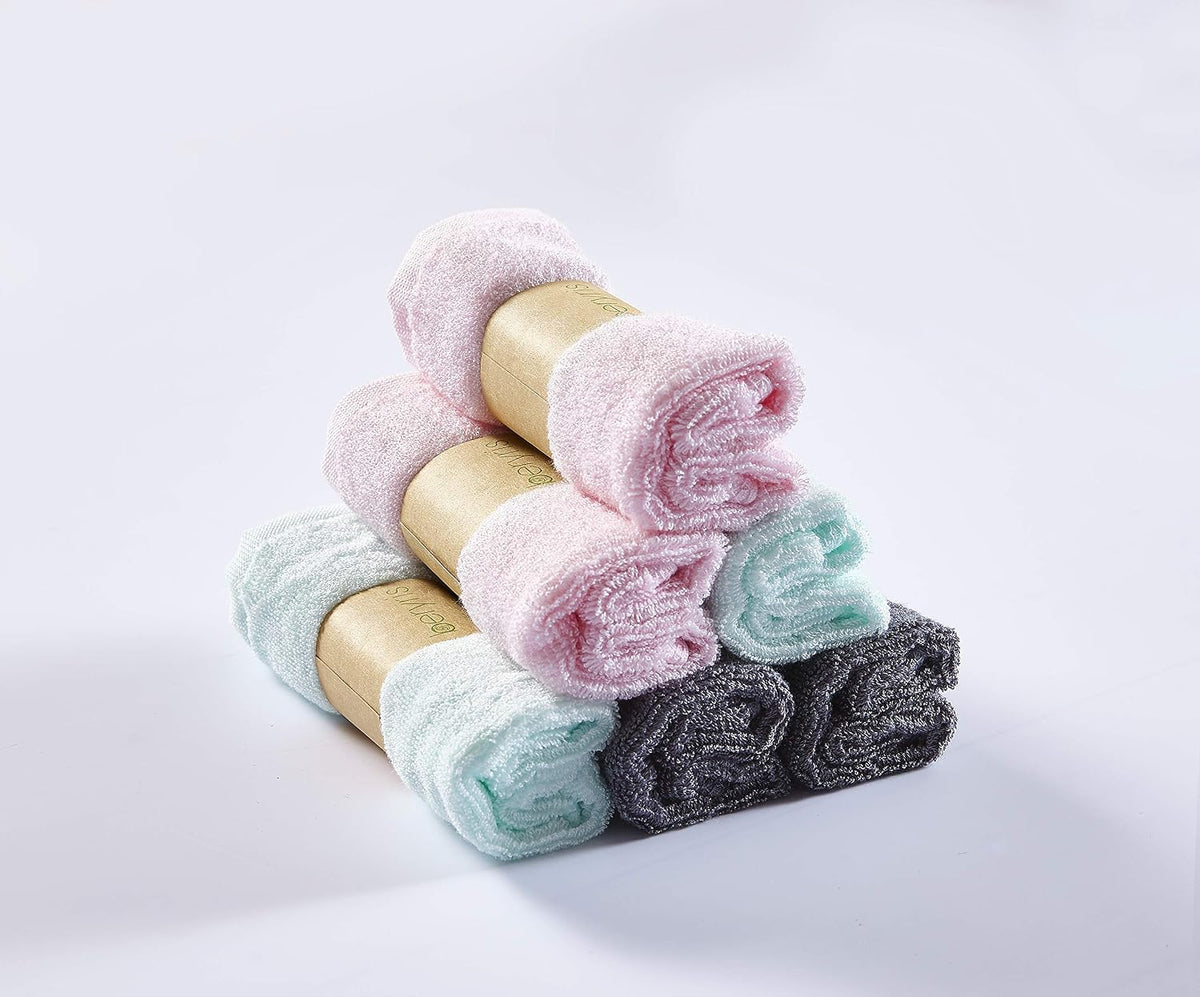 Flannel face cloth (6-Pack) - Bamboo face cloth Ultra-Soft & Baby Wash cloth for Baby's Sensitive Skin - Size 10"x10" face flannels - face cloths for washing face- Antibacterial Adult Flannel