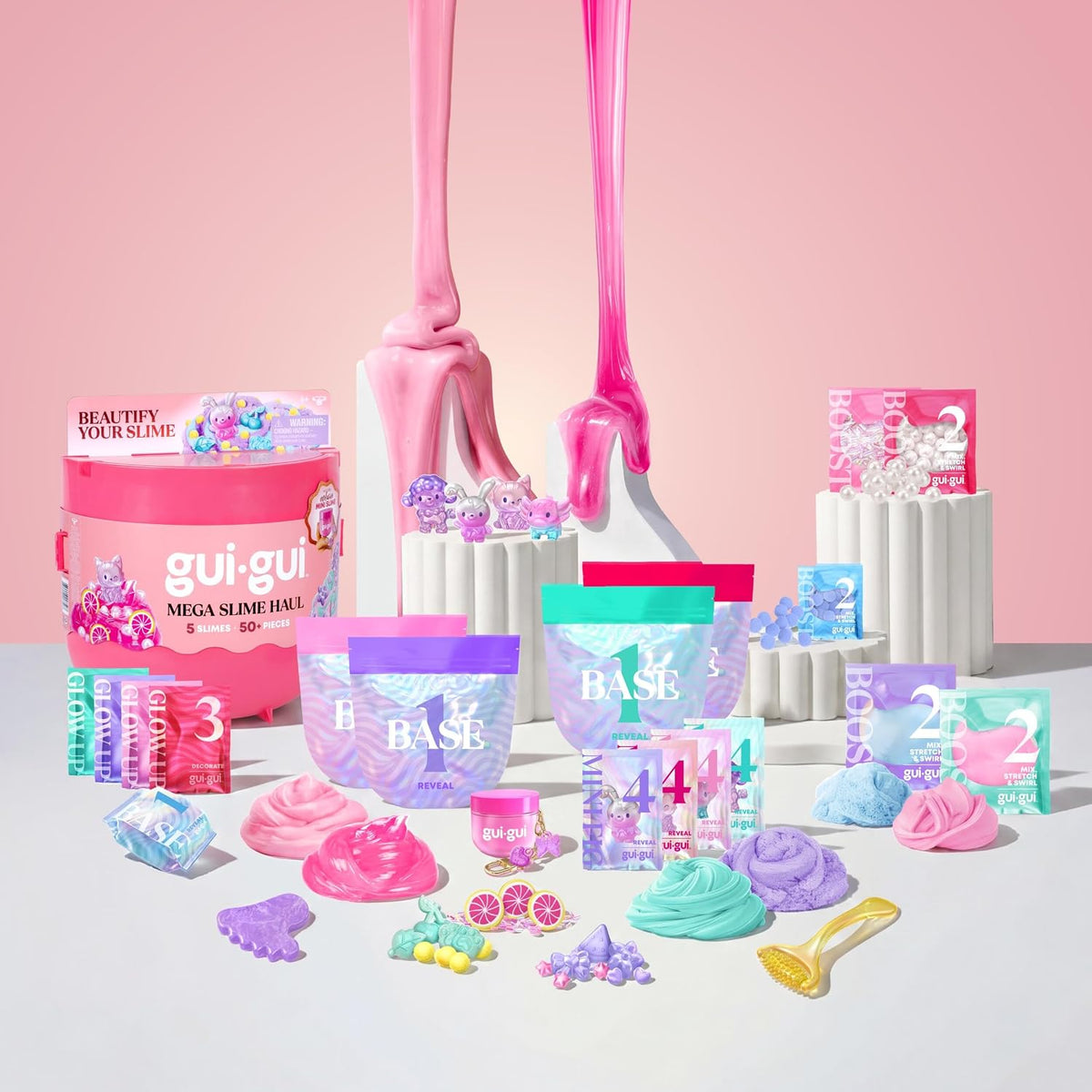 GUI GUI Mega Slime Haul, 5 Scented Slimes, 50+ Pieces, Kids Toys